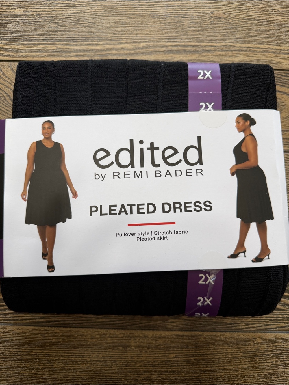 edited‎ by REMI BADER Black Pleated Pullover Dress 2X Stretch Sleeveless